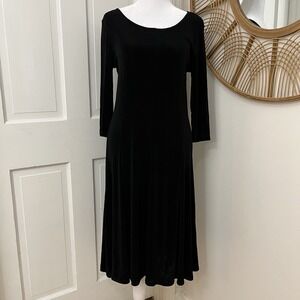 Kiara Black Slinky Flowy Balletcore‎ Gothic Witchy Mourning Fit Flare Dress S